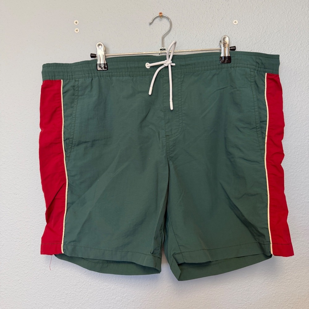 Empyre Swim Trunks Board Shorts Nylon Small Green Red Colorblock Retro Mens